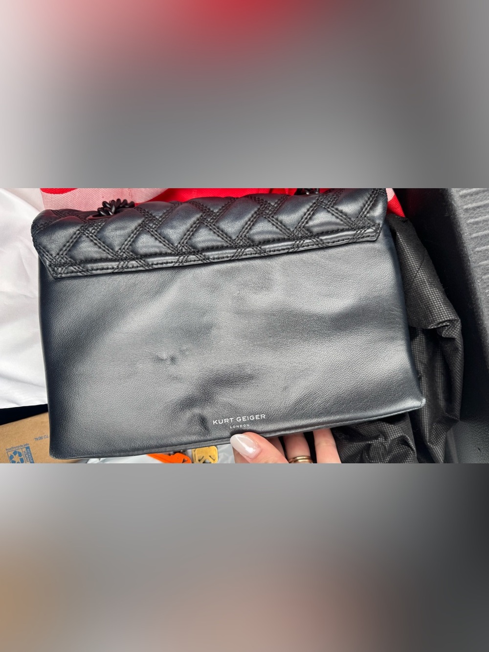 Kurt Geiger Black Quilted Chain-Handle Shoulder Bag with Emblem - Picture 11 of 11